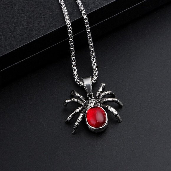 Unique Adjustable Spider Pendant Necklace in Black and Red for Halloween Parties - Picture 6 of 8